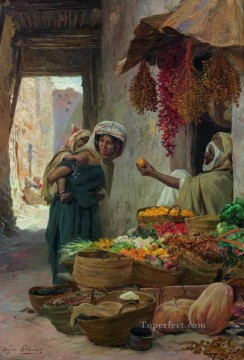 Eugenio Girardet Painting - Le marchand de frutas Eugene Girardet Orientalista